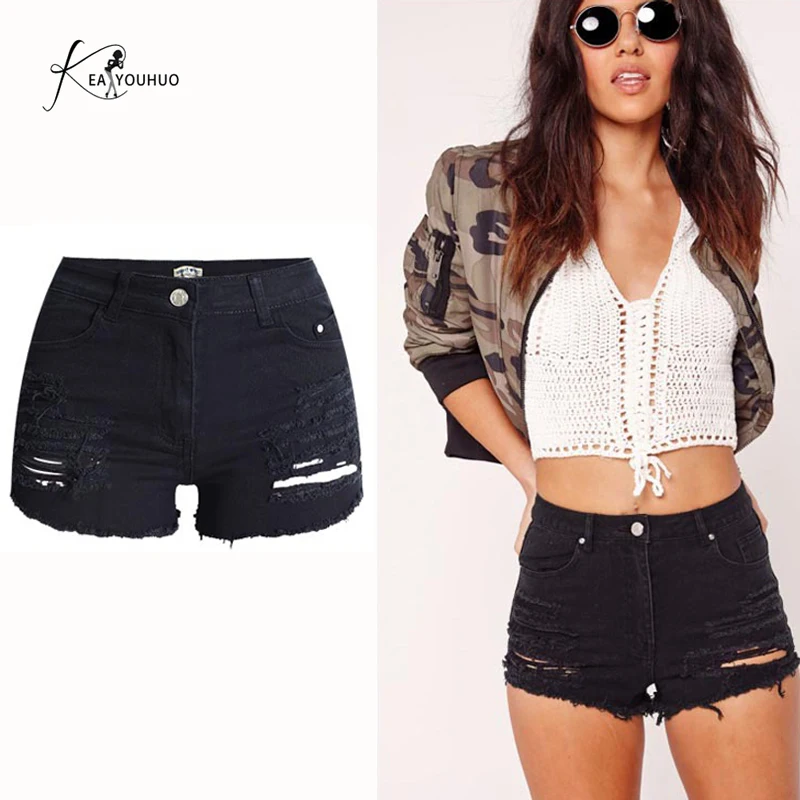 

Новое поступление 2019, повседневные летние женские джинсовые шорты, женские рваные джинсы с высокой талией, Привлекательные Короткие джинсы...