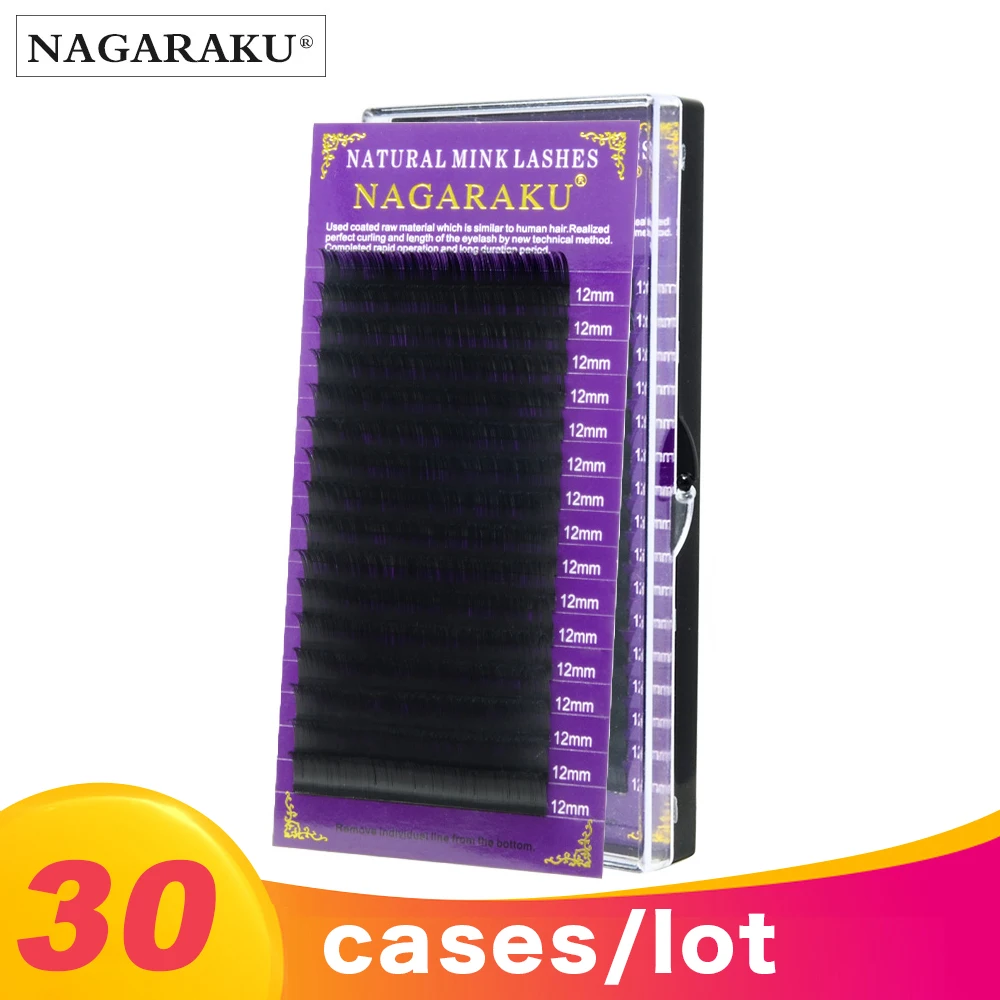 NAGARAKU все размеры 30 чехлов, накладные ресницы из норки, матовые ресницы, искусственные Индивидуальные ресницы, натуральные ресницы, ресницы