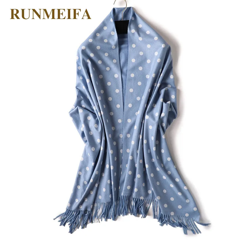 Женский шарф в горошек RUNMEIFA зимний теплый из искусственного кашемира с