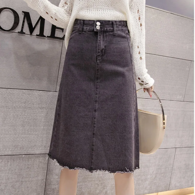 Женская джинсовая юбка миди повседневная юбка-трапеция с высокой талией и