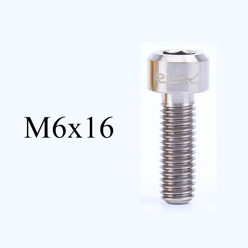 Риск 4 шт. M6x20mm M6* 18 мм M6* 16 мм MTB велосипедный титановый сплав Кривошипные болты дисковый тормозной суппорт крепежные винты для дорожного горного велосипеда - Цвет: Titanium M6x16