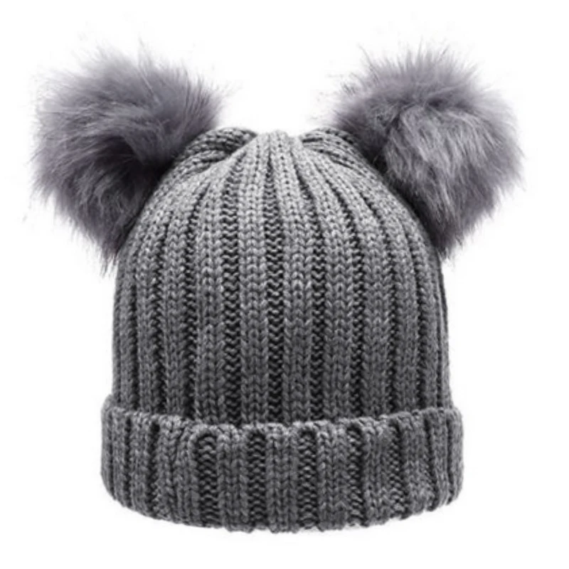 2018 зимние Для женщин Pom Hat моды шерстяные вязаные шапочки Кепки крючком два