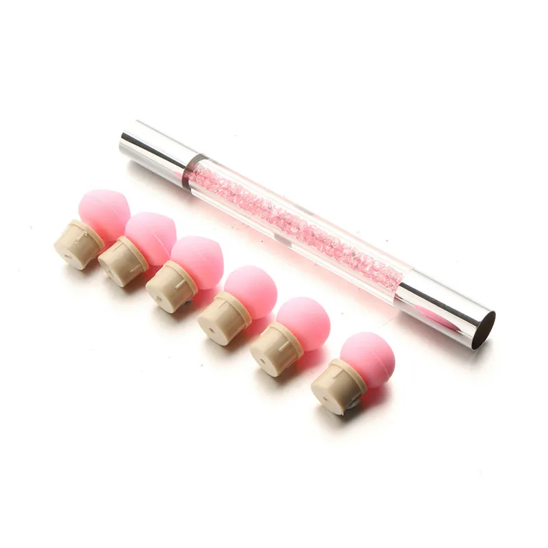 Elecool 1 шт. пластиковые губки с двойной головкой ручки для принта ногтей ручка для дизайна ногтей инструменты с 4 губчатыми головками для принта ногтей ручки