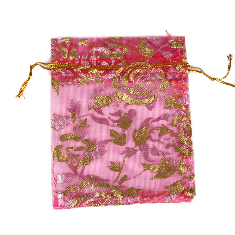 Rose Red Rose 50 шт. 7X9 9X12 11X16 13X18 см цвет Бронзированная роза Сердце Любовь ювелирные изделия Упаковка жемчужные мешки из пряжи свадебный подарок сумки мешки для конфет - Цвет: Rose Red Rose