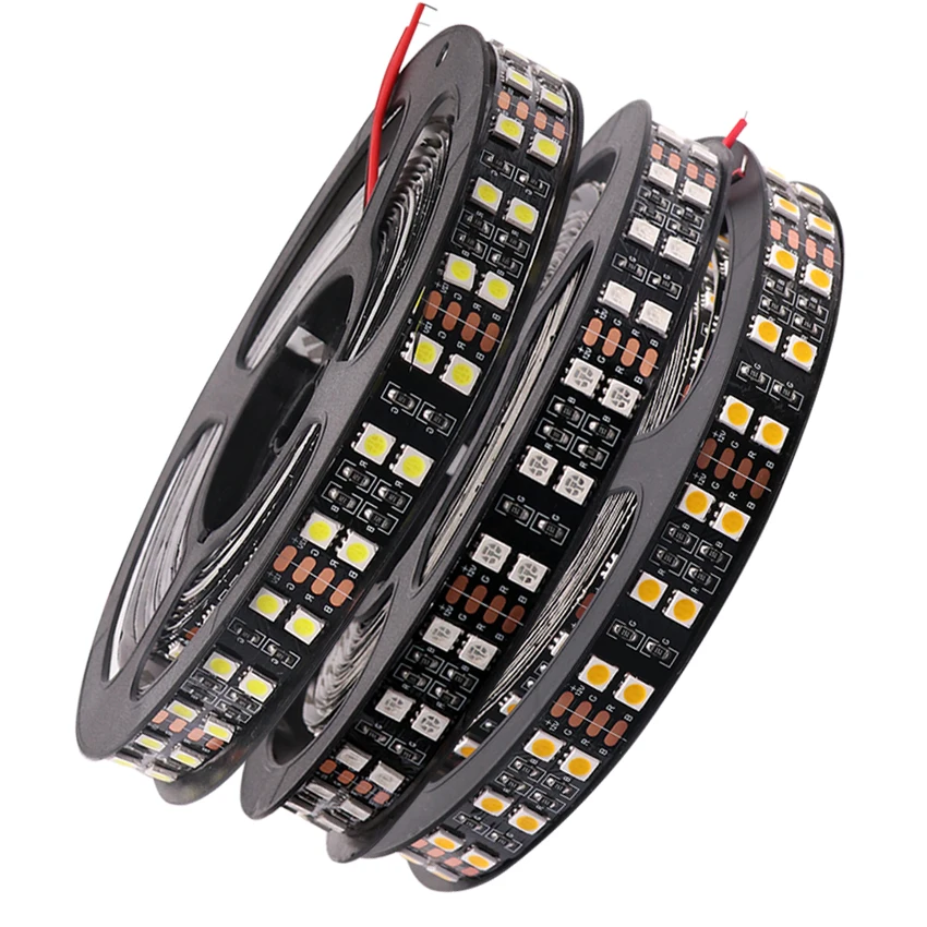 Двухрядная RGB СВЕТОДИОДНАЯ лента SMD 5050 120 светодиодов/м черная PCB IP67 силиконовая