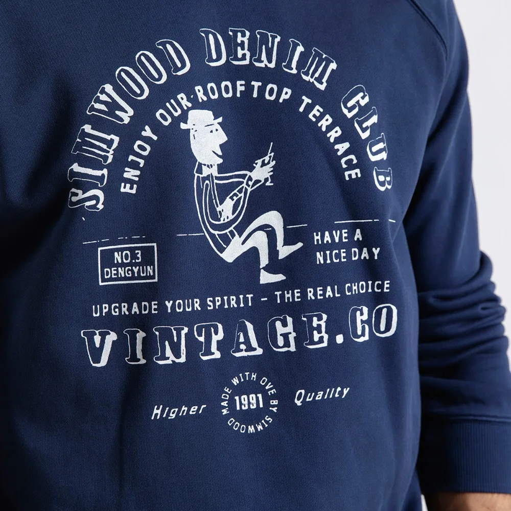 Мужское худи с мультяшным принтом SIMWOOD модный свитшот высокого качества из 100%