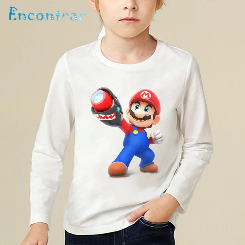 Children Dabbing Super Mario Cartoon Print Funny T shirt Kids Long Sleeve T-shirt Baby Boys/Girls Cute Clothes LKP5141 | Мать и ребенок