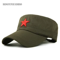2018 red five pointed star embroidery military hats black flat top hat camouflage army cap trucker outdoor solid dad bone cotton
