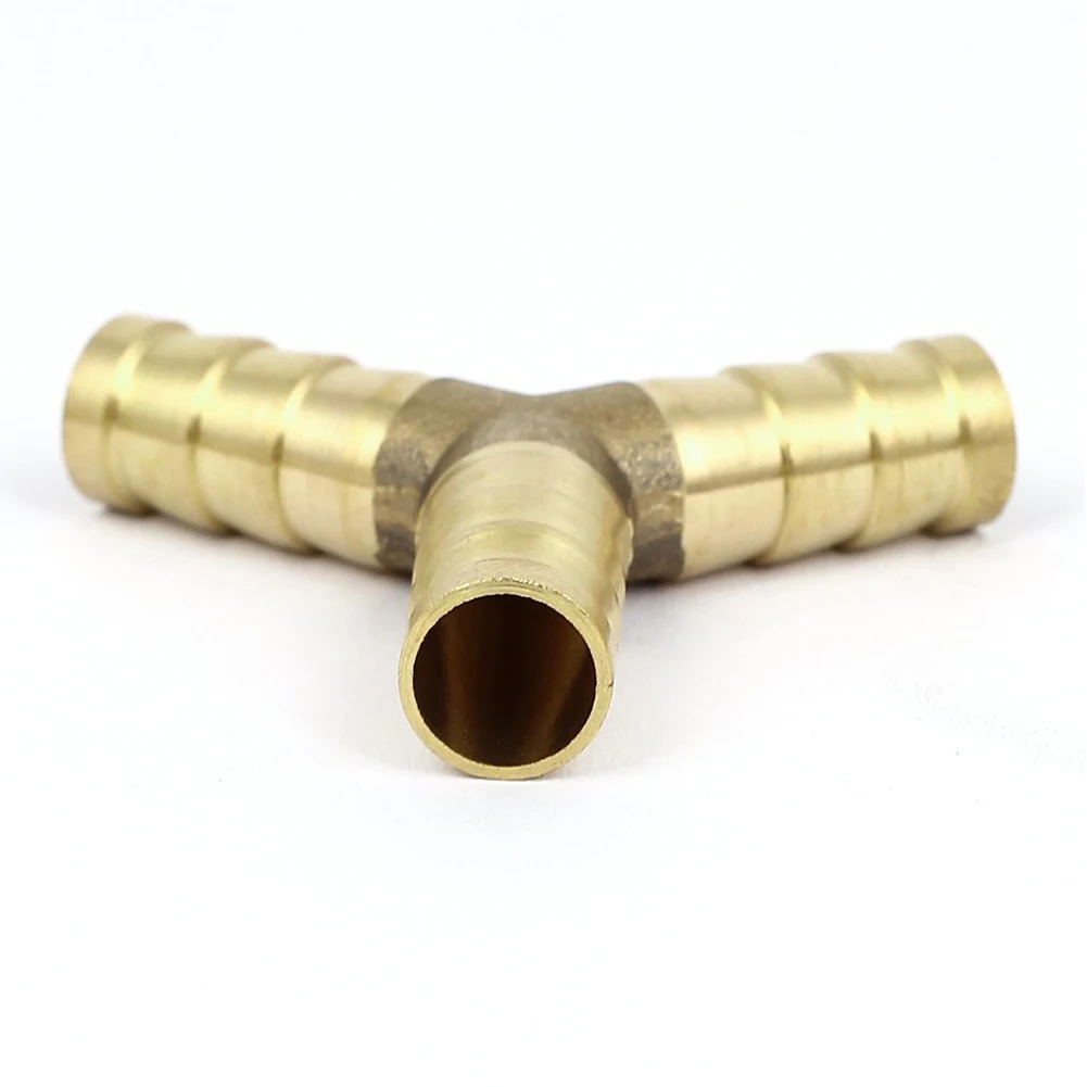 

5pcs 8mm 3 Ways Y-Piece Brass Air Gas Hose Barb Connector Tube Coupler