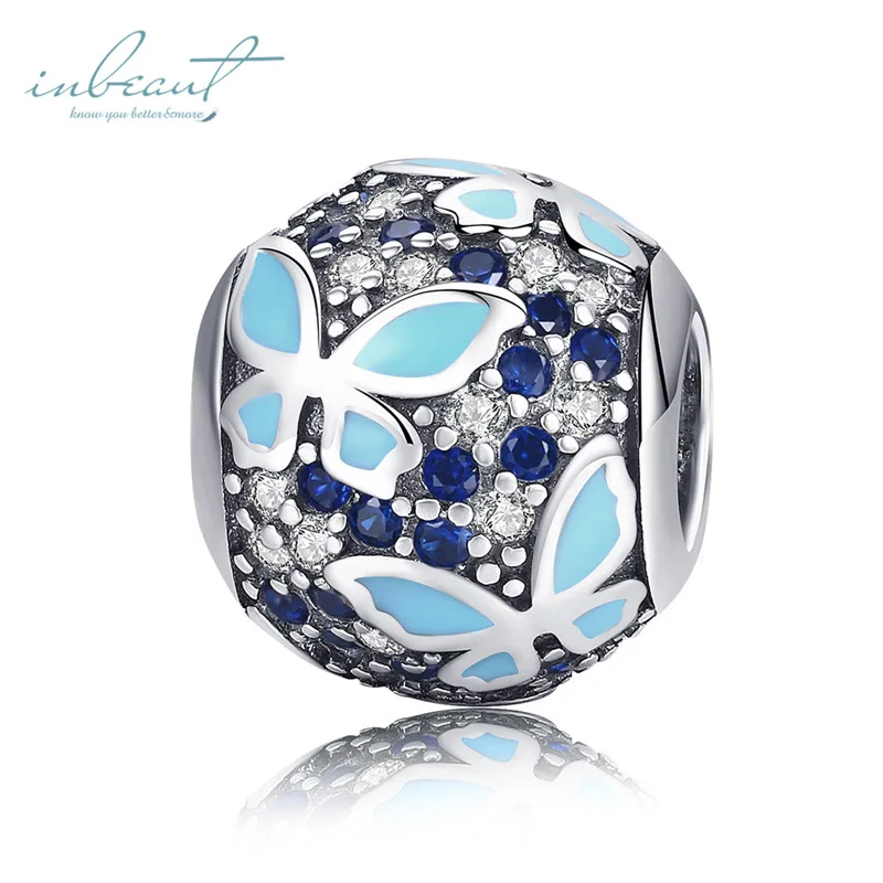 Серебряный S925 fit Pandora браслет Маргаритка Снежинка Единорог Жук бусины кролик 925 DIY Циркон Скелет перо мир руки талисманы - Цвет: FSCC931