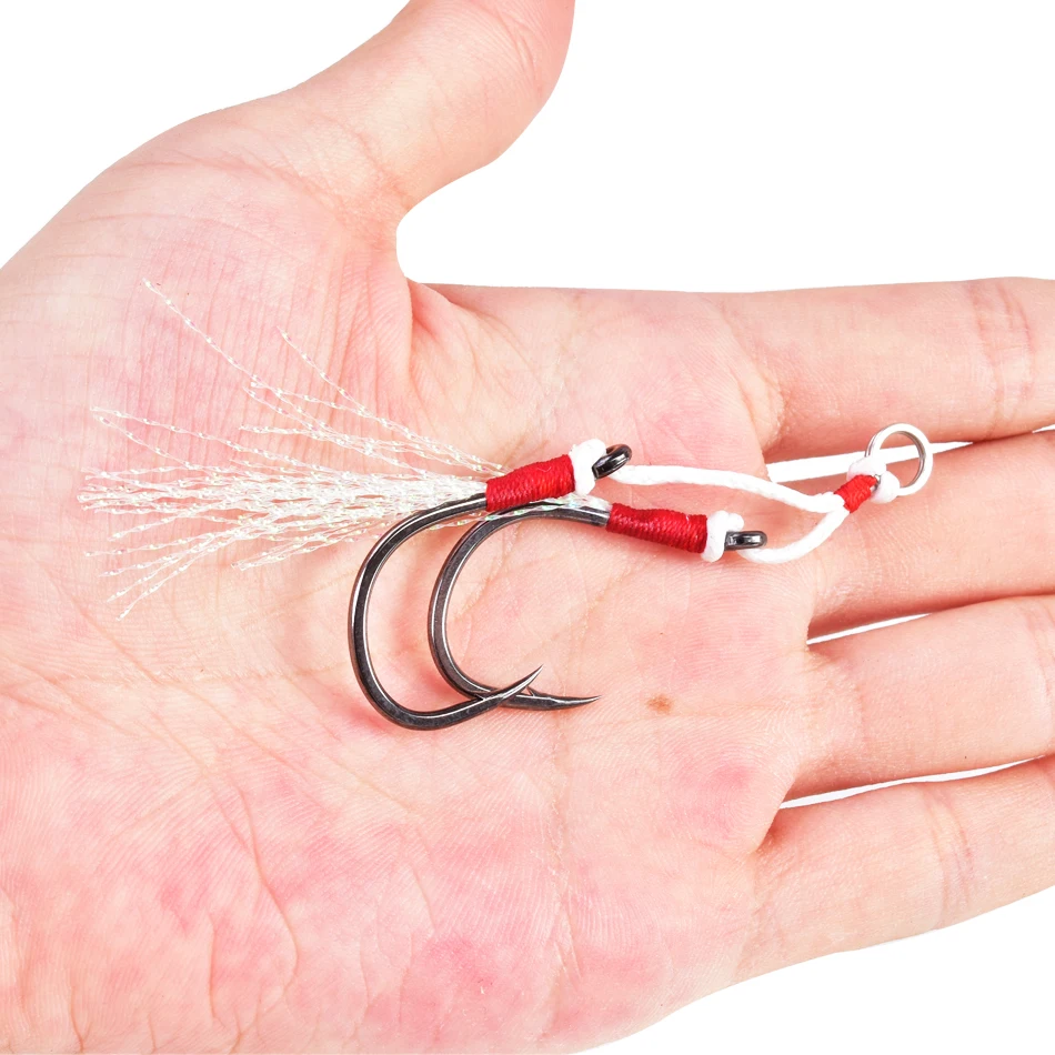 4 пар/лот медленный джиг-крючок двойной крючок 10 #-18 # металлический джиг из
