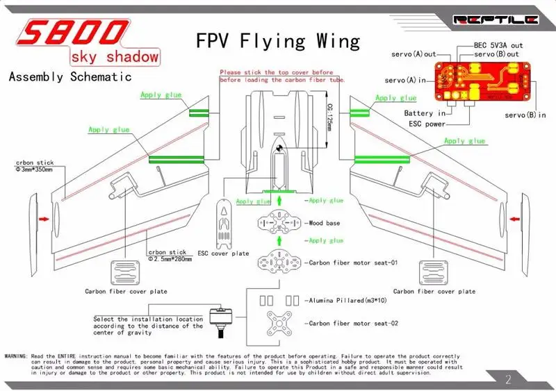 Рептилия S800 небо тень 820mm размах крыльев FPV EPP «Flying Wing» гонщик влево/вправо комплект/PNP версия