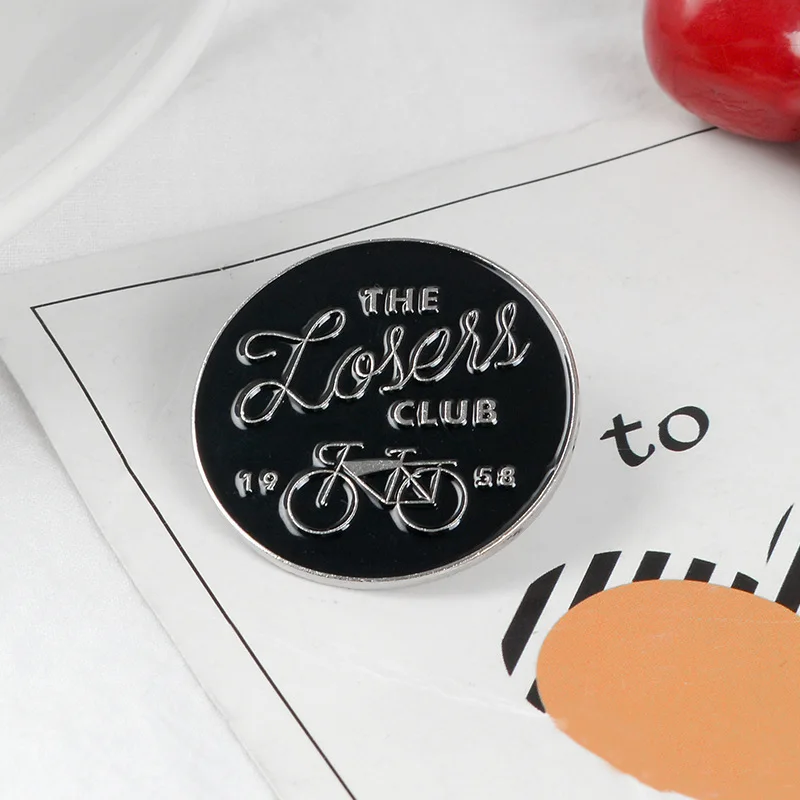 2019 Fashion The loser club Enamel Pin Black Silver Bike Round button Badge Brooch Bag Clothes Jewelry Gift for Friends trinket | Украшения