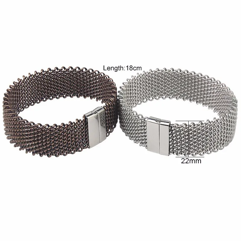 22 мм широкий браслет цепочка Для мужчин Обувь для мальчиков Сеть ювелирных 316L