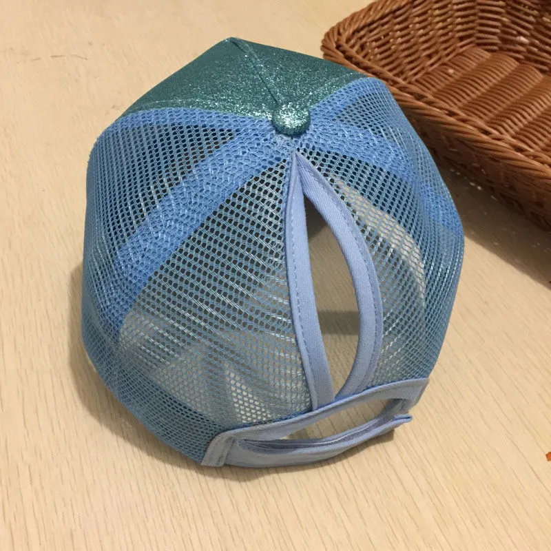Блеск хвостик Бейсбол Кепки Для женщин хип-хоп Кости Snapback летние сетчатые Шапки