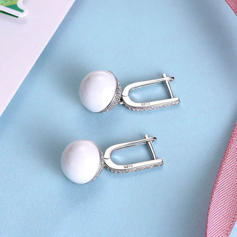 Роскошные сферические керамические серьги-капли из стерлингового серебра 925