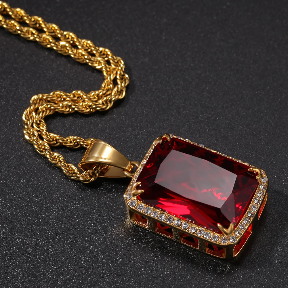 THE BLING KING нержавеющая сталь на заказ квадратные камни ожерелье хип хоп полный Iced Out кубический