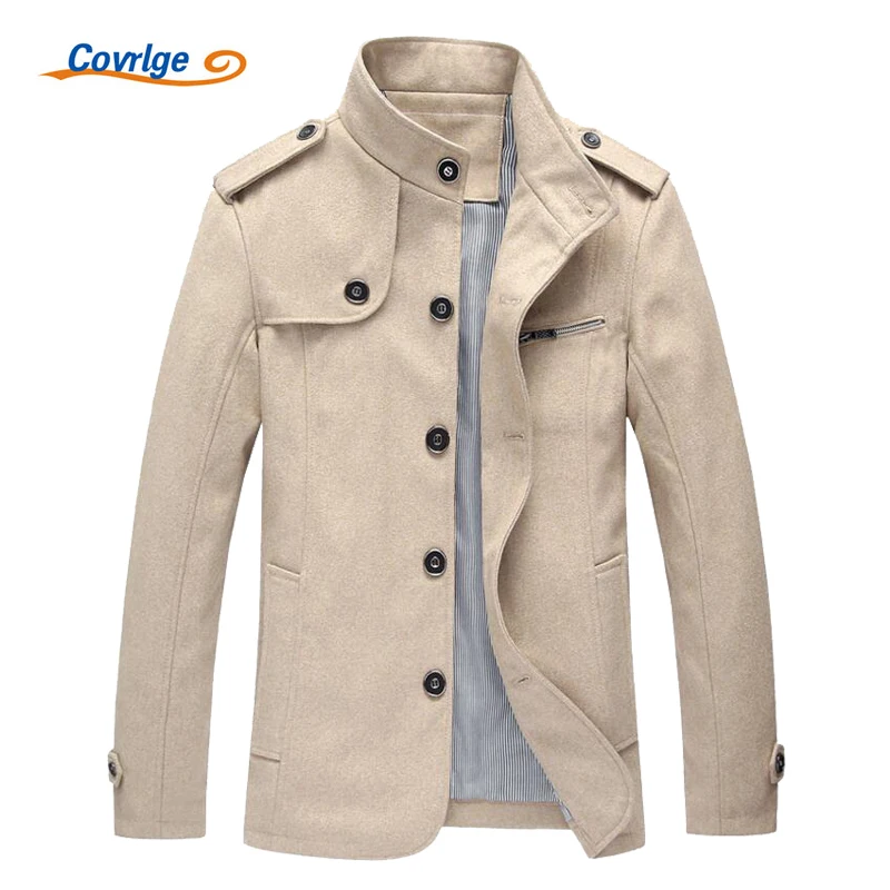 Covrlge 2017 New Fashion Trench Coat Mens Winter Jacket Brand Casual Woolen Coats Clothing Overseas Male Warm Overcoat MWN001