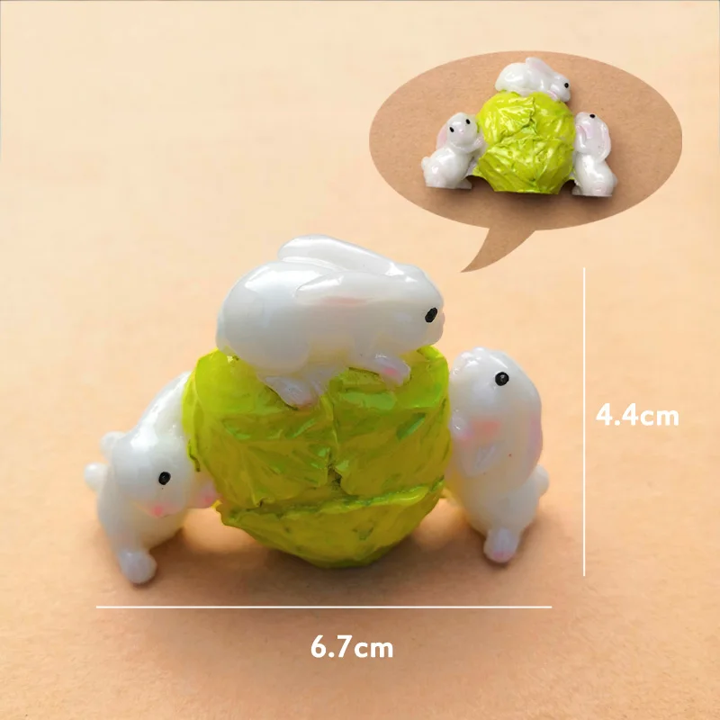 rabbit new 3 BAIUFOR миниатюры террариума Животные Мини кролики капусты корзина Сказочный Сад, миниатюра суккуленты Настольный Декор изделия из смолы - Цвет: rabbit new 3