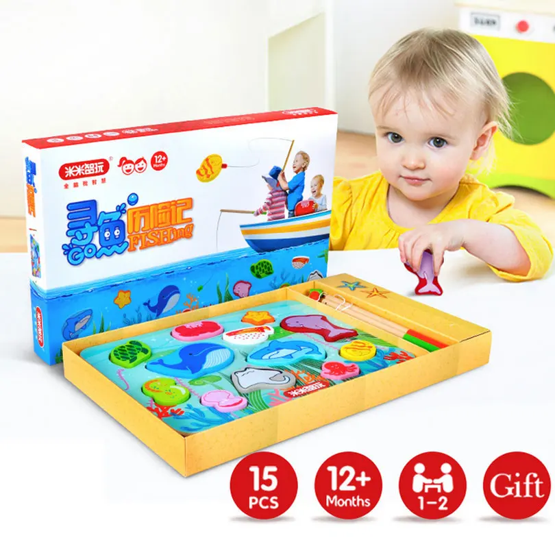 Baby Kids Magnetic Fishing Game + 3D Jigsaw Puzzle Board Montessori Wooden Educational Toys Wood Creative | Игрушки и хобби