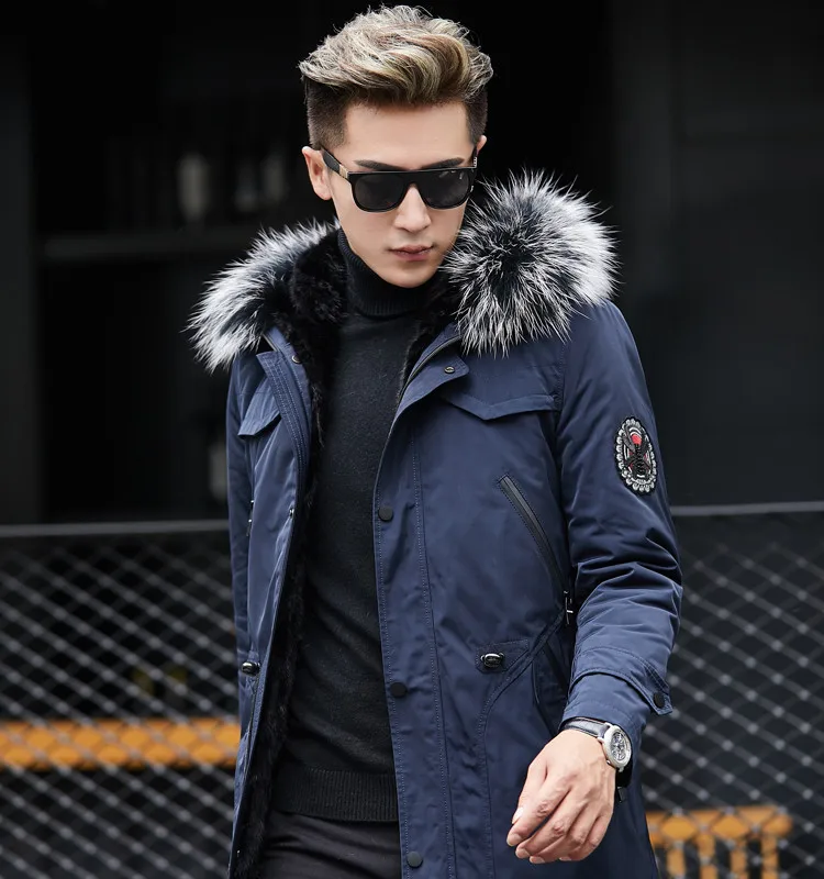 Real Fur Coat Winter Jacket Men Natural Mink Fur Liner Parka Men Warm Parkas Mens Mink Fur Coat Chaqueta Hombre YY594
