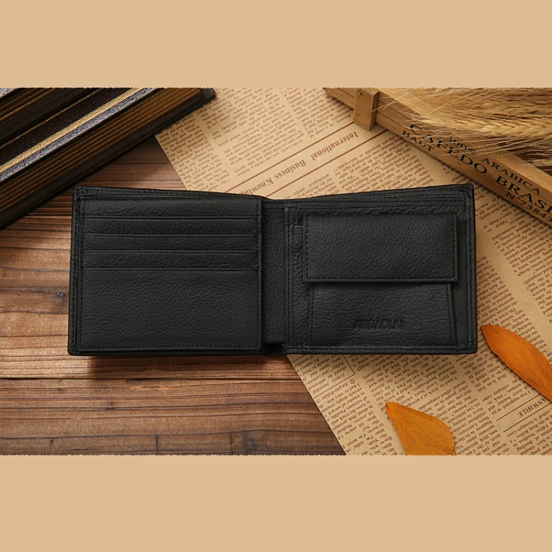100% кошелек из натуральной кожи модный короткий Мужской повседневные однотонные