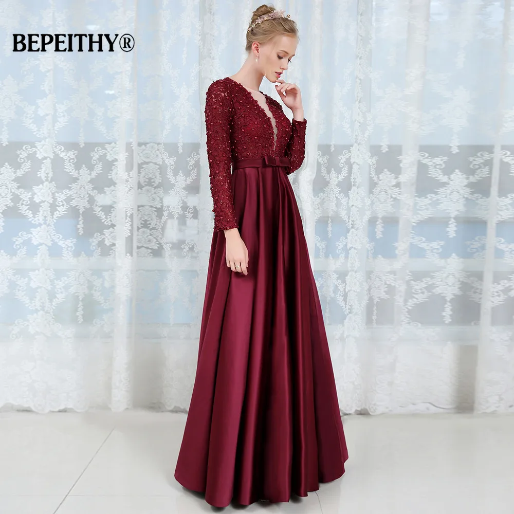 Новое поступление длинное вечернее платье с длинными рукавами элегантные