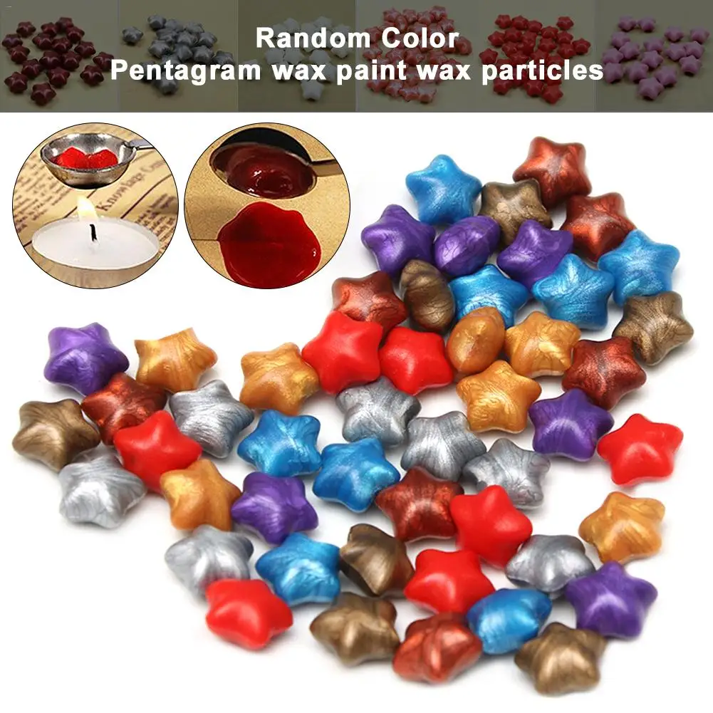 100pcs Five-point Star Vintage Wax Paint Sealing Granule DIY Gift Box Sealing Wax Envelope Greeting Card Pentagram Wax Paint