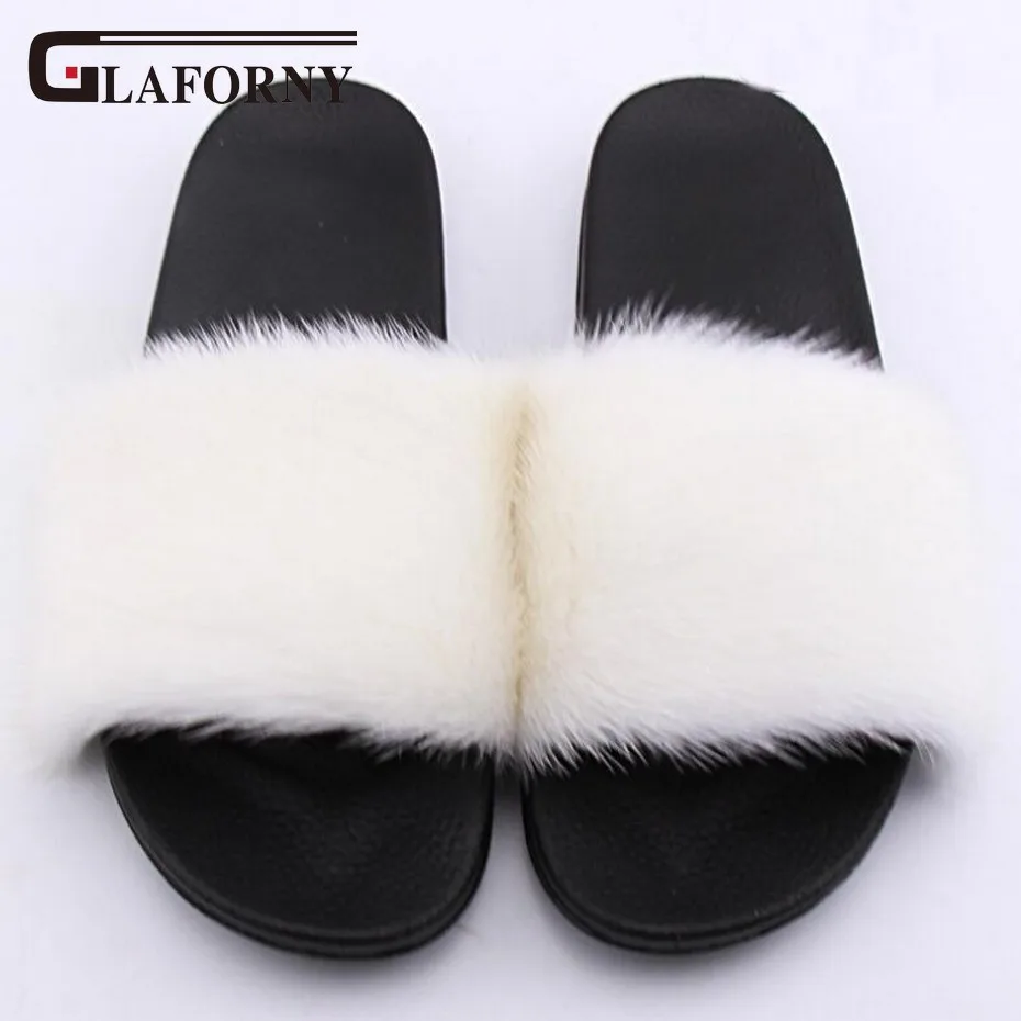 white Glaforny/Новое поступление года; тапочки из натурального меха норки; женские модные меховые шлепанцы; Вьетнамки ручной работы; сандалии Bach - Цвет: white