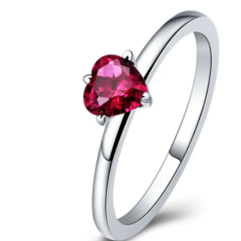 Обручальные кольца из стерлингового серебра 925 пробы Rot Herz Pflastern Kristall Finger Ringe Frauen Mode Hochzeit Valentinstag GESCHENK Schmuck