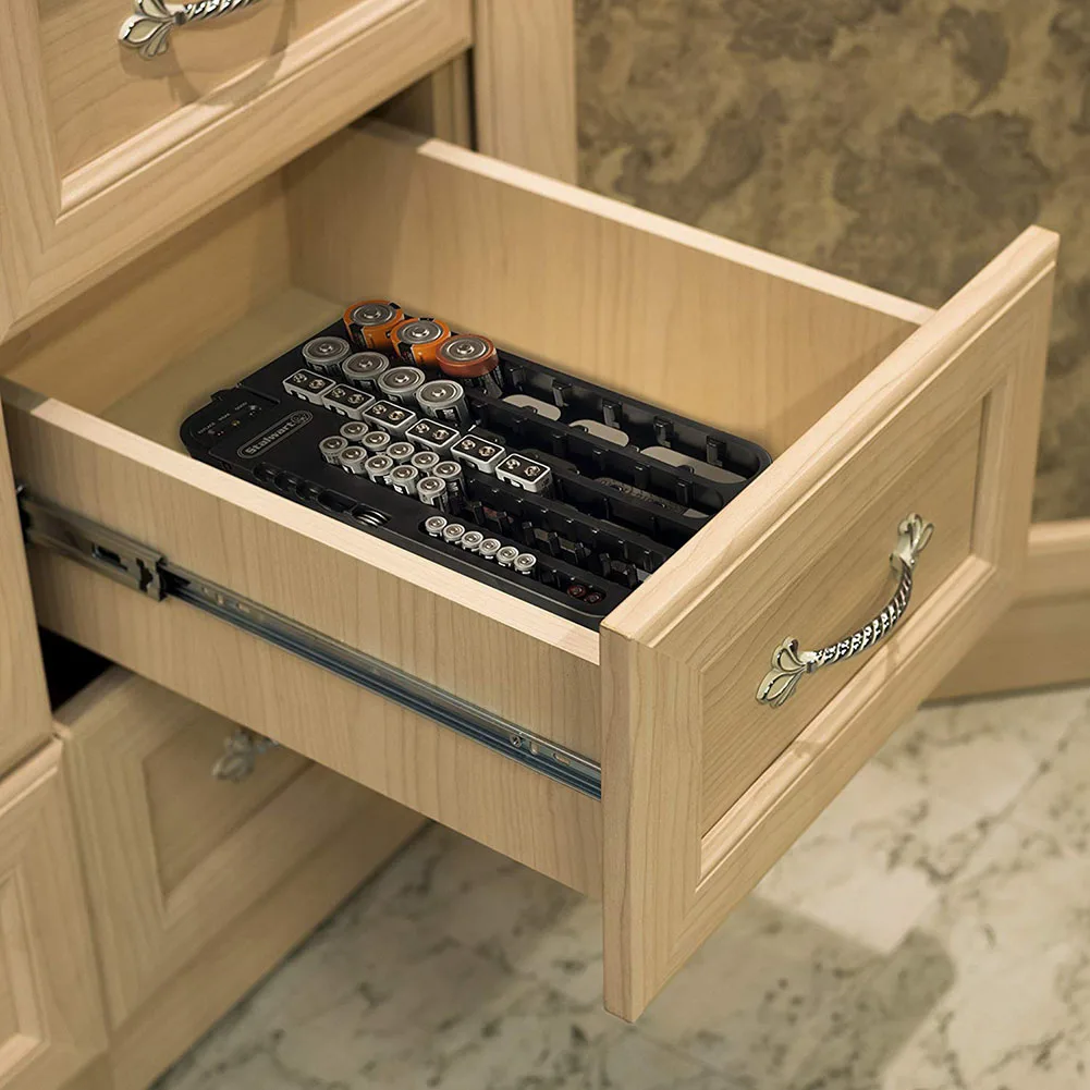 Высокая Батарея хранения Чехол Органайзер тестер настенный ящик для гаража