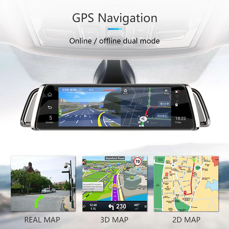 Jansite 4G Dash Cam Android 5 1 автомобиля Камера 10 дюймов Сенсорный экран gps навигации видео