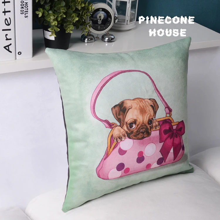 Винтаж британский стиль бархат Подушки Чехлы для мангала с милой собаки комнаты