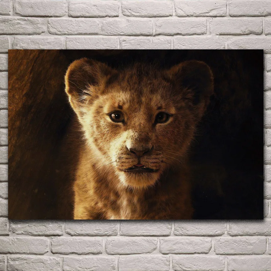 

cute little lion animal predator cube artwork fabric posters on the wall picture home art living room decoration KH905