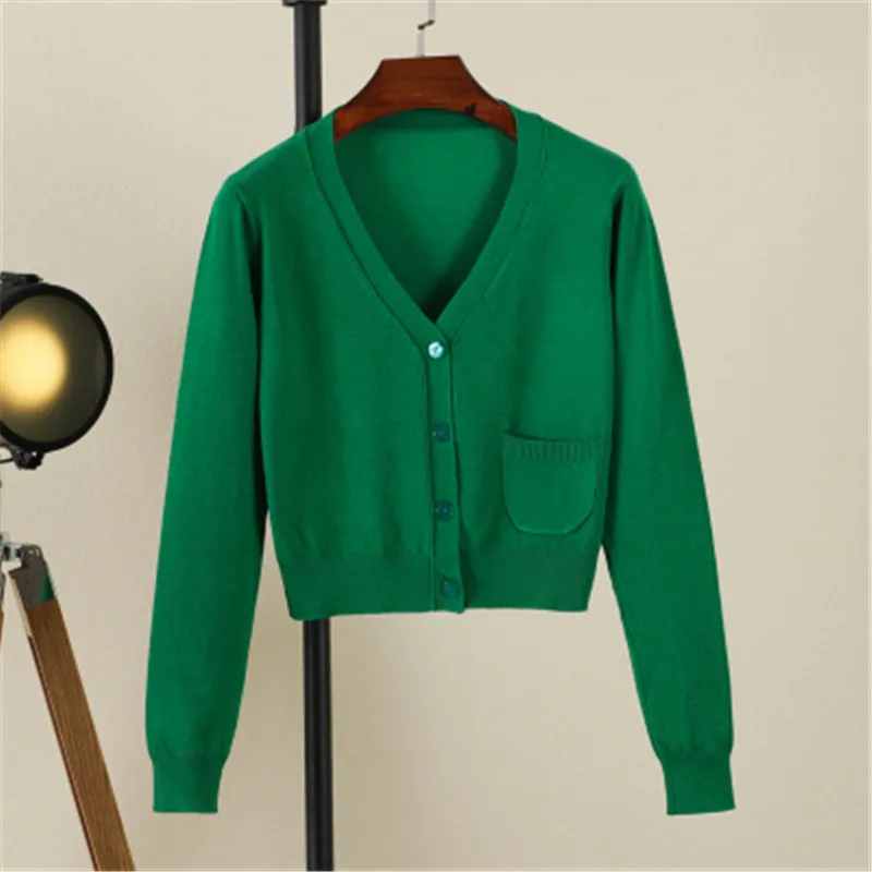 Женский кардиган с V образным вырезом и длинным рукавом| |