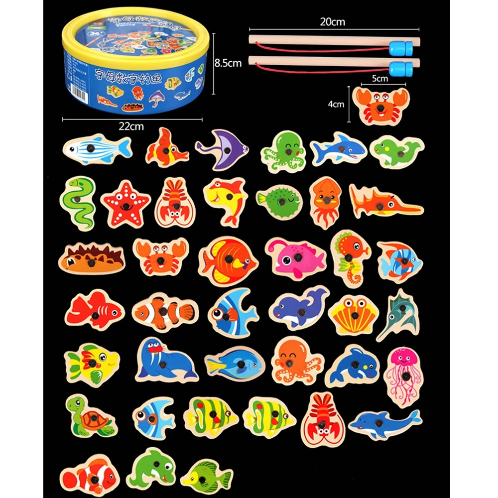

40pcs Children Number Letter Magnetic Fishing Game Children's Game Magnet Fish Toy Game Educational Developing Toys For Children