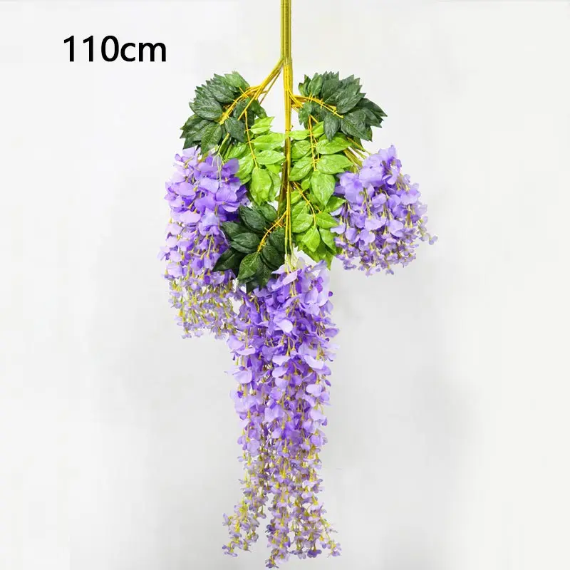 purple 12 branch Искусственный венок, гирлянда, шелковая Гортензия, вициния, Висячие Цветы с листьями, искусственный мех, для внешнего сада, H0045 - Цвет: purple 12 branch