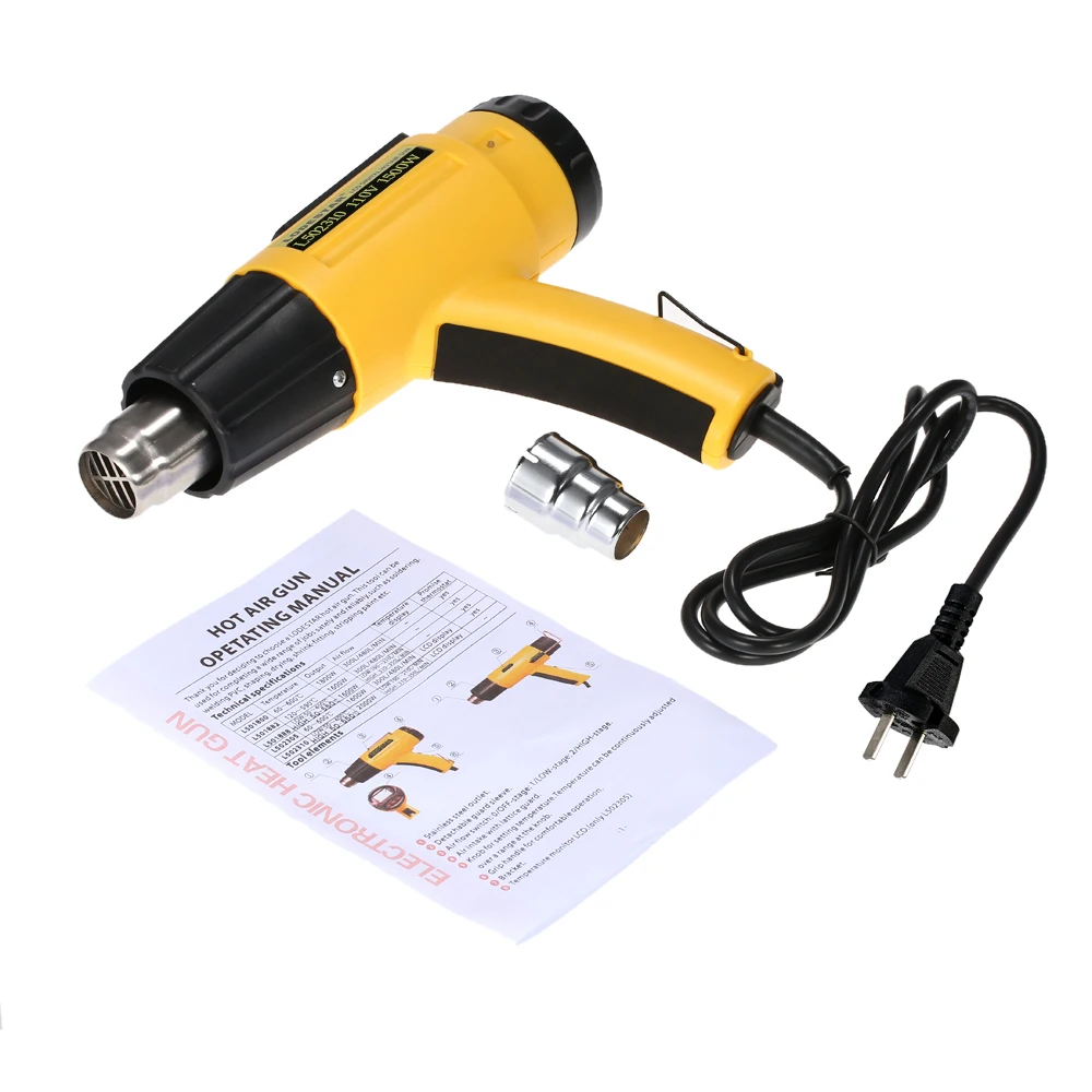 Buy High Quality Electric hot air gun Digital Temperature-controlled heat Adjustable Tools Set with Nozzle 1500W AC110V LODESTAR on