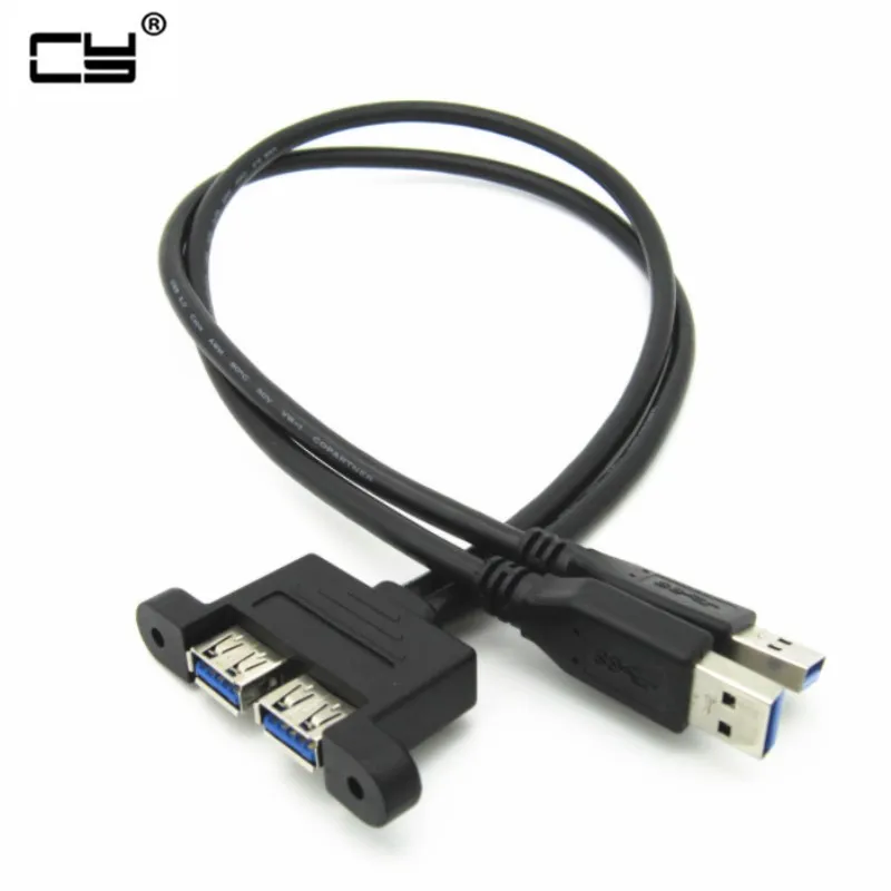 Двойной usb 3 0 папа к женскому с винтами удлинитель Безель панель кабель 30 см/50