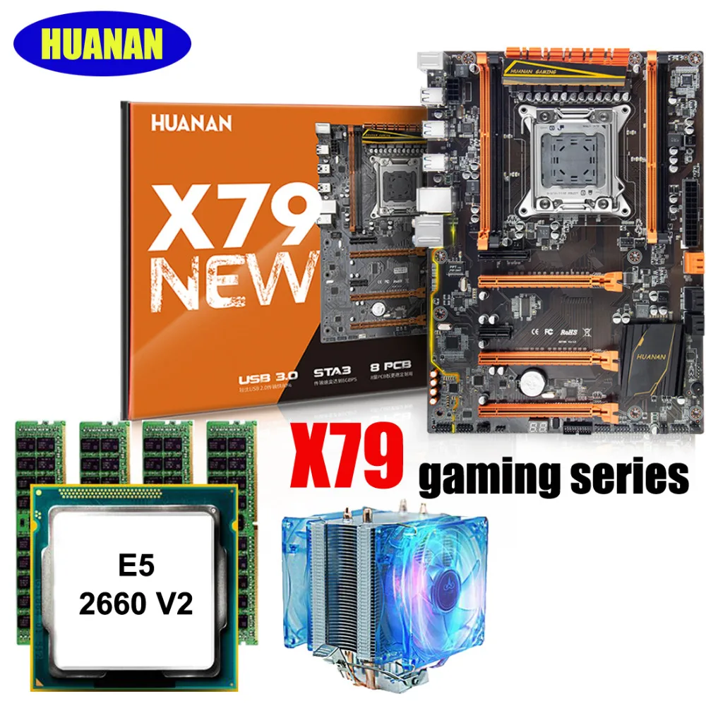Игровая материнская плата huanan Zhi X79 с разъемом M.2 NVMe SSD со скидкой материнская плата с процессором Xeon E5 2660 V2 с кулером оперативной памяти 32G(4*8G