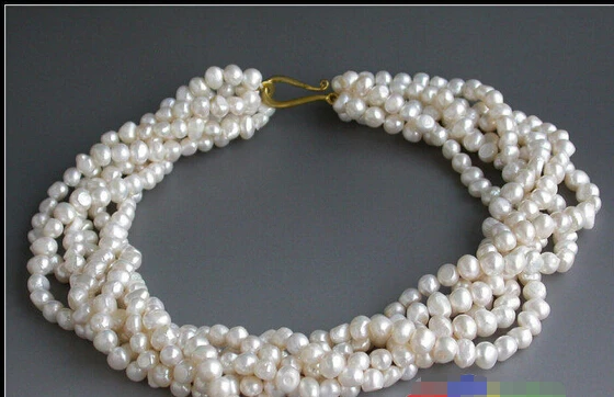 

Ожерелье из натурального пресноводного жемчуга, 6 нитей, 925