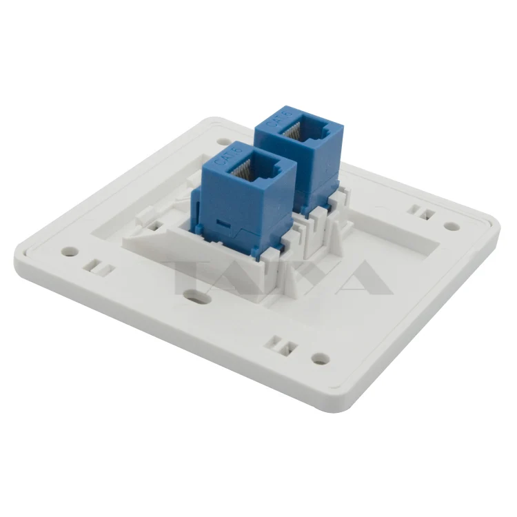 Сетевая настенная пластина CAT5 RJ45 с 2 портами и разъемом Мама мама|network wall plate|wall