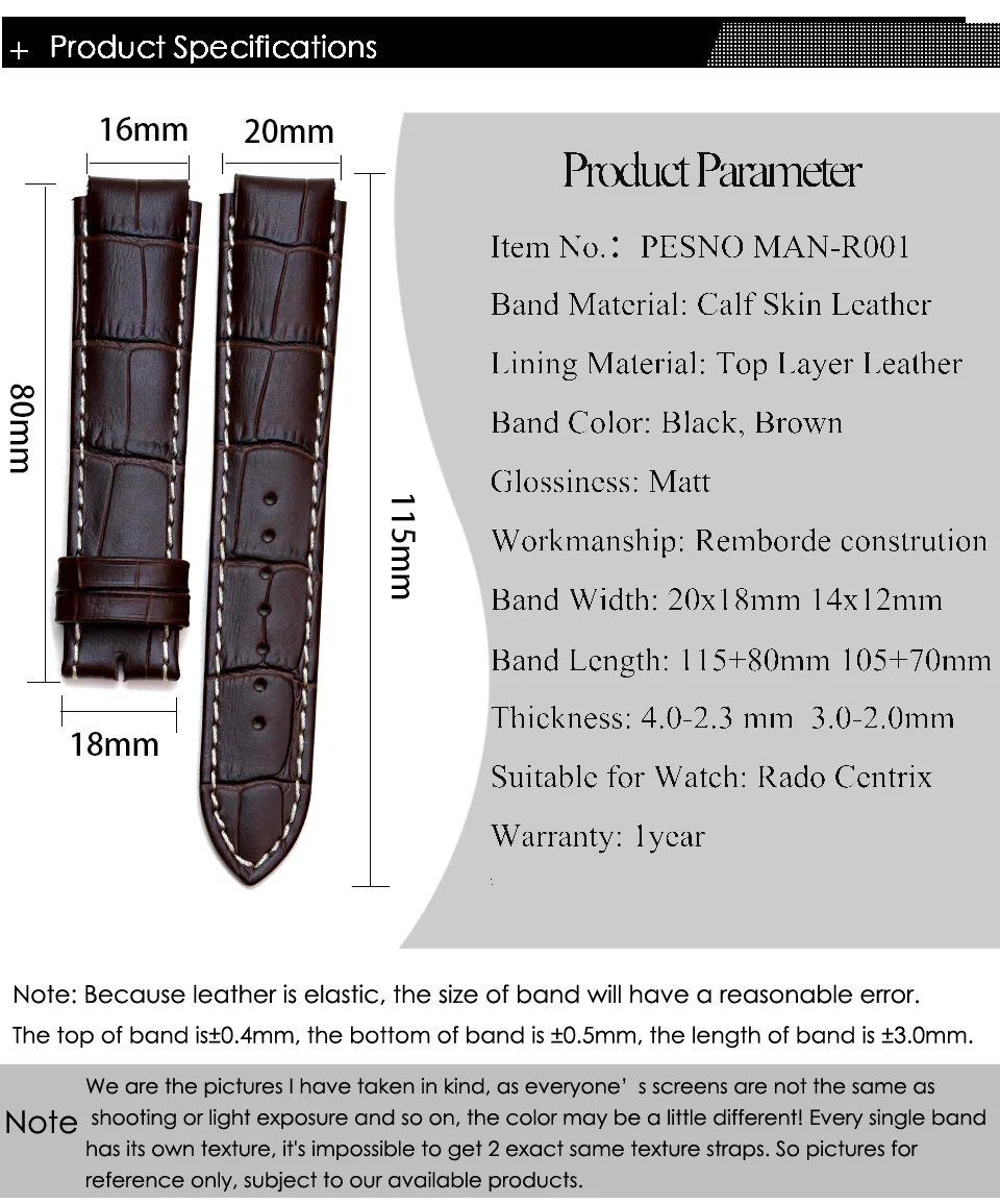 Pesno подходит для Rado Couple CLASSIC R30939125/R30554105 телячья кожа натуральная кожа ремешок для часов для мужчин и женщин аксессуары для часов