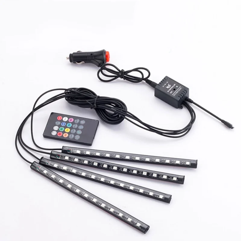 4 шт. 12В Светодиодная лента RGB для салона автомобиля DRL 5 музыка/IR/APP управление Авто