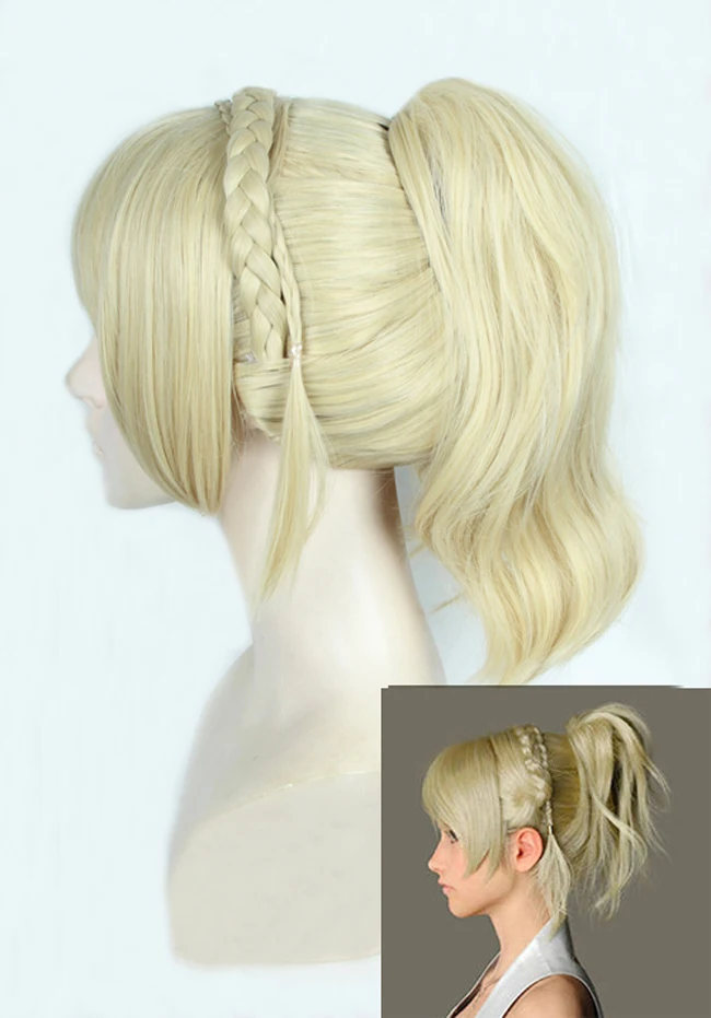 FF15 Final Fantasy XV Lunafreya Nox Fleuret принцесса Луна короткий светильник блонд косплей костюм парик Термостойкое волокно+ Кепка
