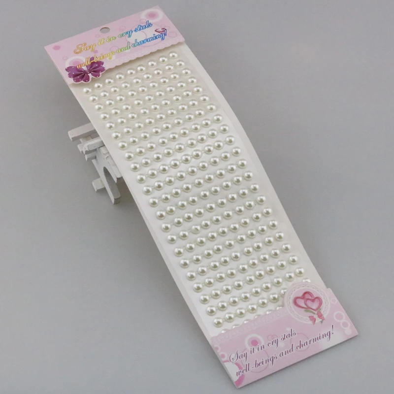 60 шт. 6 мм DIY Разноцветный жемчуг стикер круг жемчужные бусины полосатый самоклеющиеся для альбома красоты цвет на выбор