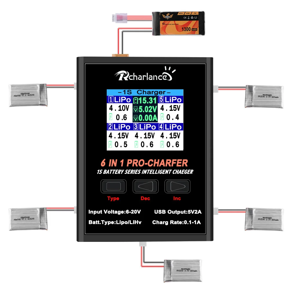6 в 1 PRO 5X4,35 Вт 5X1A зарядное устройство для 1S LiPO/LiHv/li-ion зарядное устройство с Micro MX mCPX JST Радиоуправляемый Дрон, автомобиль, самолет