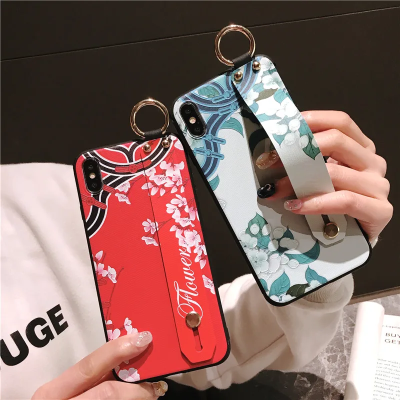 Fundas чехол с цветочным держателем на ремешке для huawei mate 20 Pro s силиконовый браслет