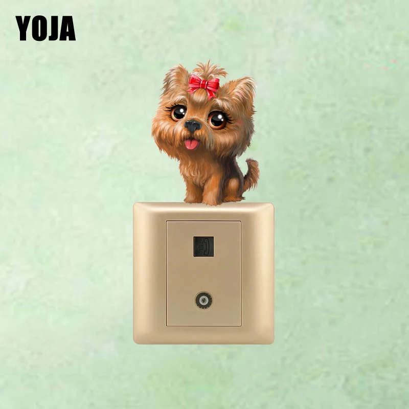 Настенный стикер YOJA A Bow на головке коричневого мультяшного щенка