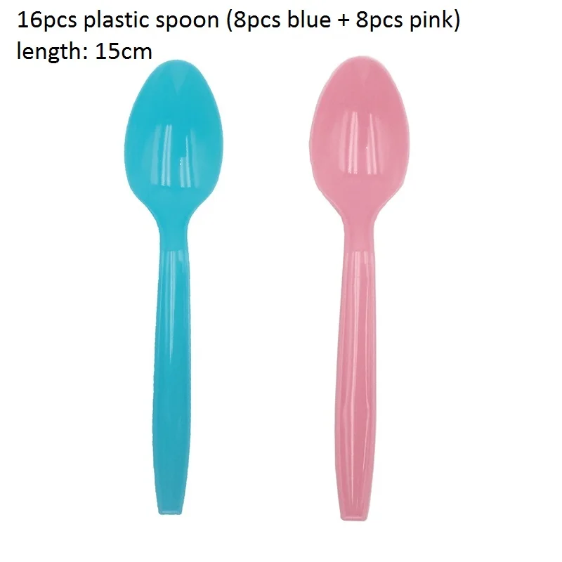 16pcs spoon Пол раскрывает столовые приборы для девочек или мальчиков латексные шары для душа ребенка конфетти воздушные шары для дня рождения украшения для детей - Цвет: 16pcs spoon